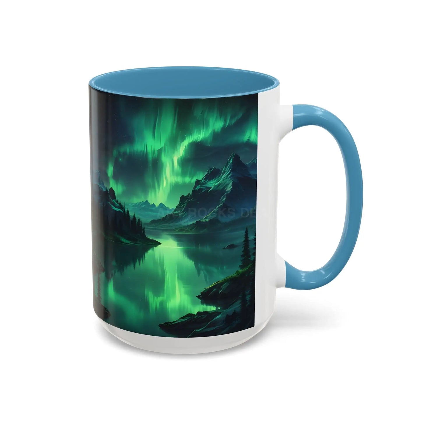 Aurora Borealis Lakeside Coffee Mug – Northern Lights Scenic Accent Mug - Mug