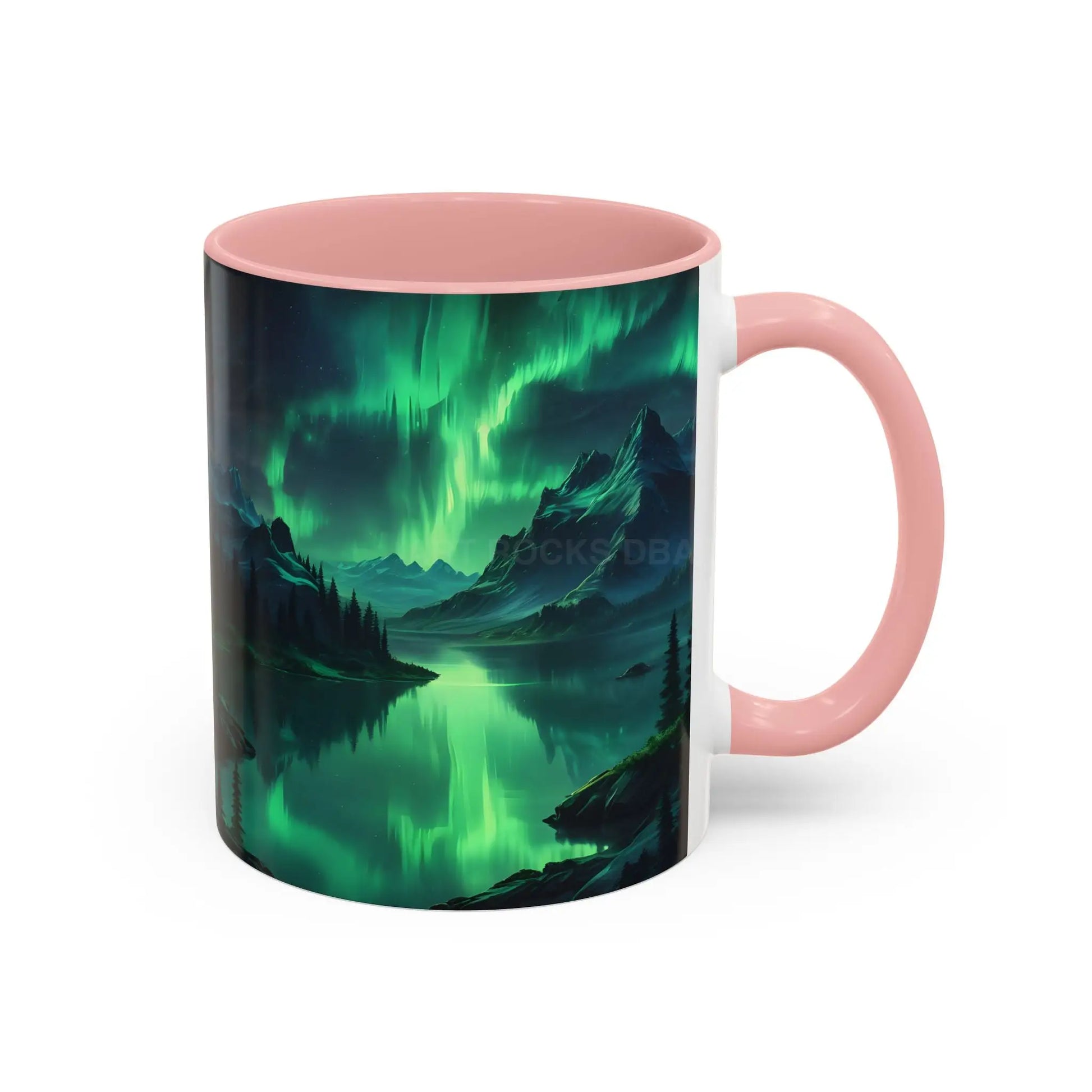 Aurora Borealis Lakeside Coffee Mug – Northern Lights Scenic Accent Mug - Mug