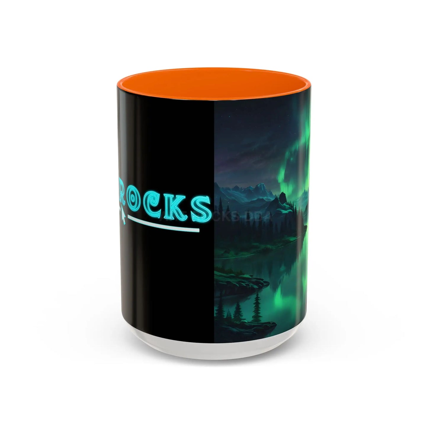 Aurora Borealis Lakeside Coffee Mug – Northern Lights Scenic Accent Mug - 15oz / Orange - Mug