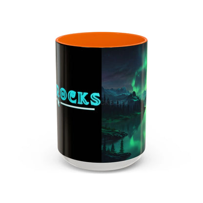 Aurora Borealis Lakeside Coffee Mug – Northern Lights Scenic Accent Mug - 15oz / Orange - Mug