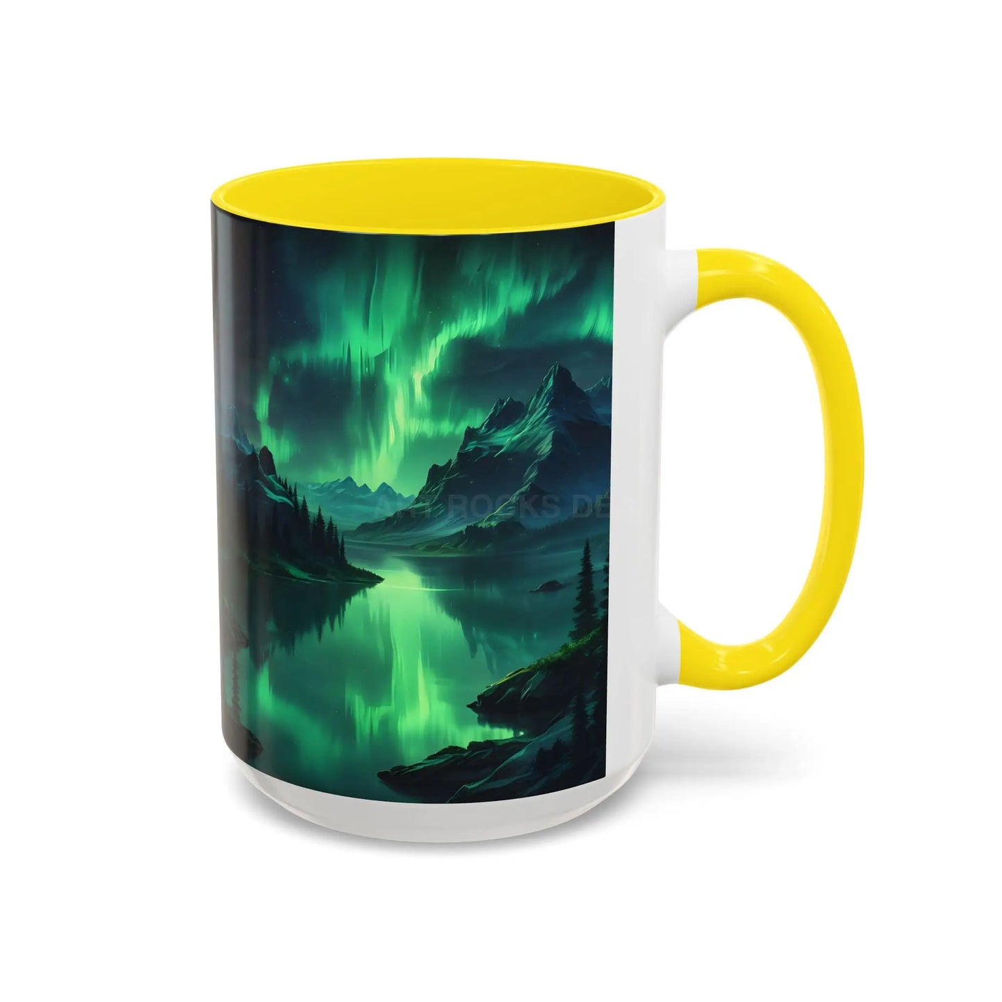 Aurora Borealis Lakeside Coffee Mug – Northern Lights Scenic Accent Mug - Mug