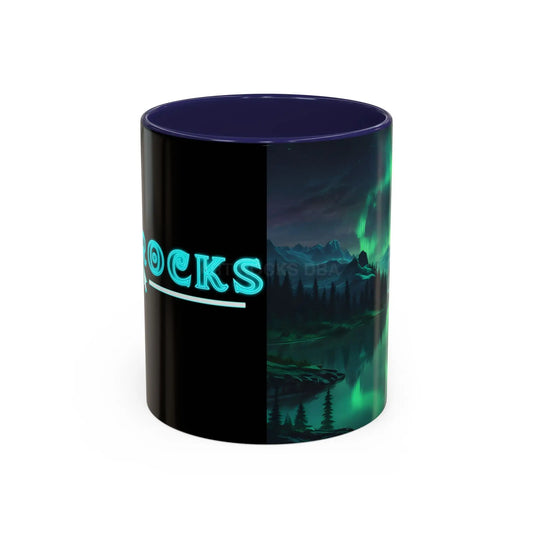 Aurora Borealis Lakeside Coffee Mug – Northern Lights Scenic Accent Mug - 11oz / Navy - Mug