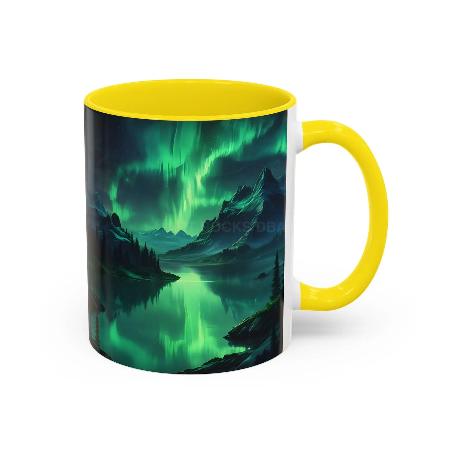 Aurora Borealis Lakeside Coffee Mug – Northern Lights Scenic Accent Mug - Mug