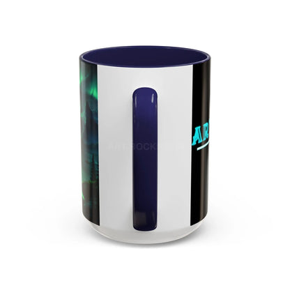 Aurora Borealis Lakeside Coffee Mug – Northern Lights Scenic Accent Mug - Mug