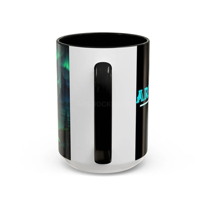 Aurora Borealis Lakeside Coffee Mug – Northern Lights Scenic Accent Mug - Mug