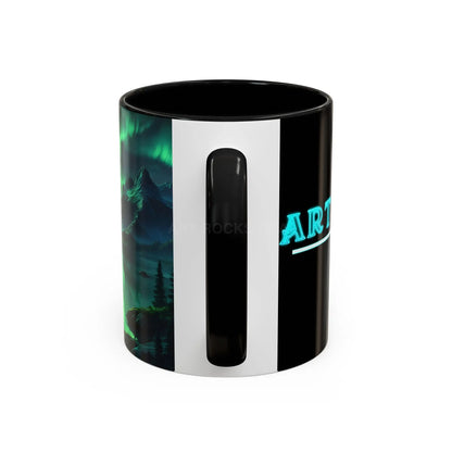 Aurora Borealis Lakeside Coffee Mug – Northern Lights Scenic Accent Mug - Mug
