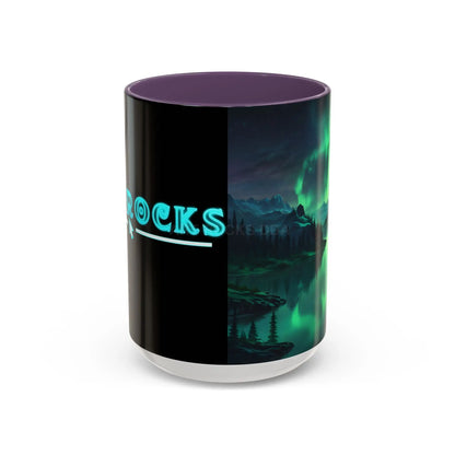 Aurora Borealis Lakeside Coffee Mug – Northern Lights Scenic Accent Mug - 15oz / Purple - Mug