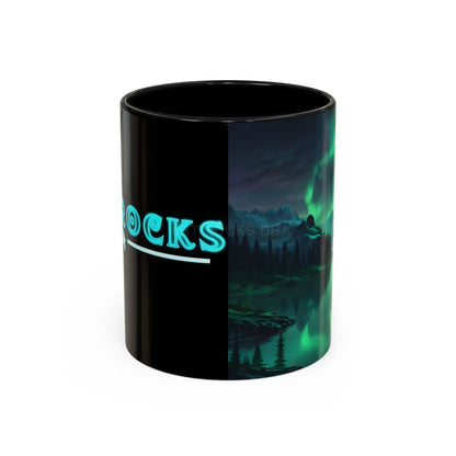 Aurora Borealis Lakeside Coffee Mug – Northern Lights Scenic Accent Mug - Mug