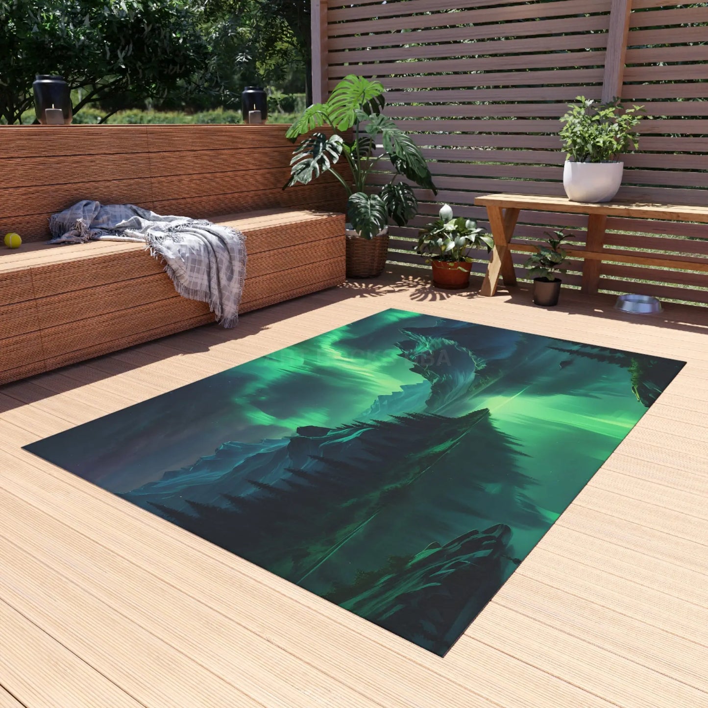 Aurora Borealis Landscape Outdoor Rug Nature Decor Patio Mat Camping Accessories Garden Aesthetic Home and Outdoor