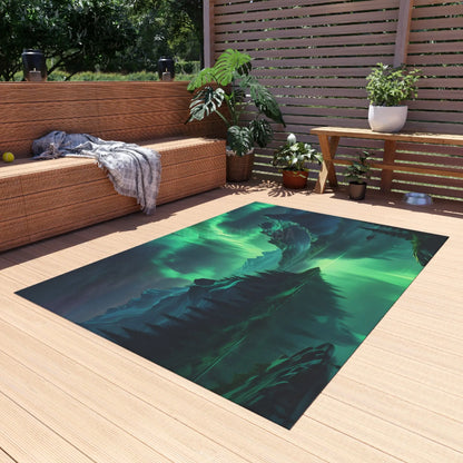 Aurora Borealis Landscape Outdoor Rug Nature Decor Patio Mat Camping Accessories Garden Aesthetic Home and Outdoor