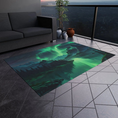 Aurora Borealis Landscape Outdoor Rug Nature Decor Patio Mat Camping Accessories Garden Aesthetic Home and Outdoor