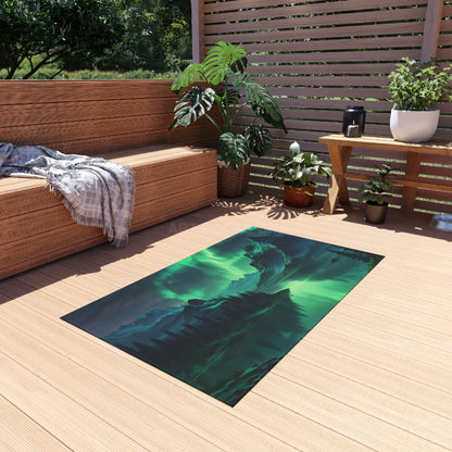 Aurora Borealis Landscape Outdoor Rug Nature Decor Patio Mat Camping Accessories Garden Aesthetic Home and Outdoor