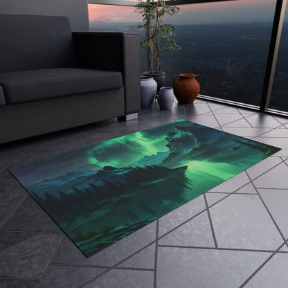 Aurora Borealis Landscape Outdoor Rug Nature Decor Patio Mat Camping Accessories Garden Aesthetic Home and Outdoor