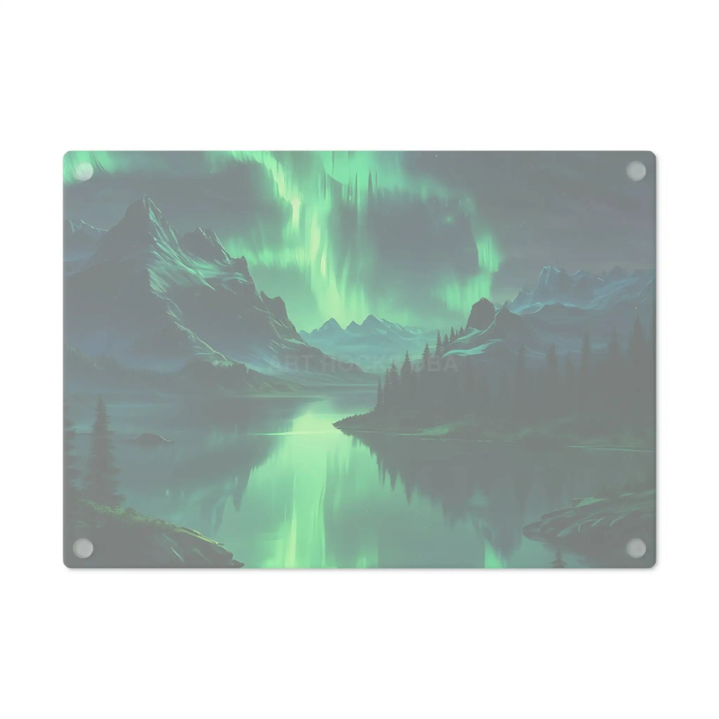 Aurora Borealis Mountain Glass Cutting Board — Northern Lights Scenic Kitchen Board - Home Decor