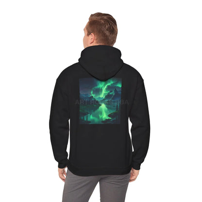 Aurora Borealis Sweatshirt Unisex Hooded Sweatshirt - Cozy Graphic Hoodie for Art Lovers Winter Gift Casual Wear Art