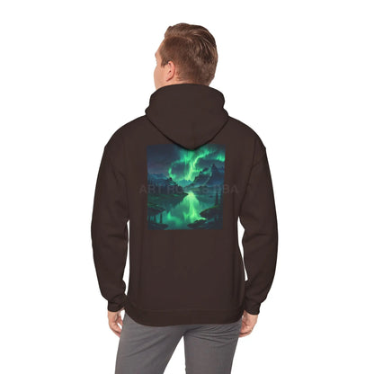 Aurora Borealis Sweatshirt Unisex Hooded Sweatshirt - Cozy Graphic Hoodie for Art Lovers Winter Gift Casual Wear Art