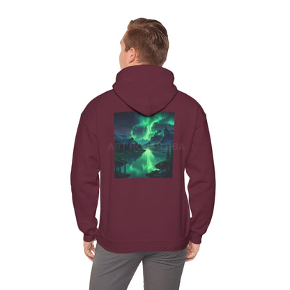 Aurora Borealis Sweatshirt Unisex Hooded Sweatshirt - Cozy Graphic Hoodie for Art Lovers Winter Gift Casual Wear Art