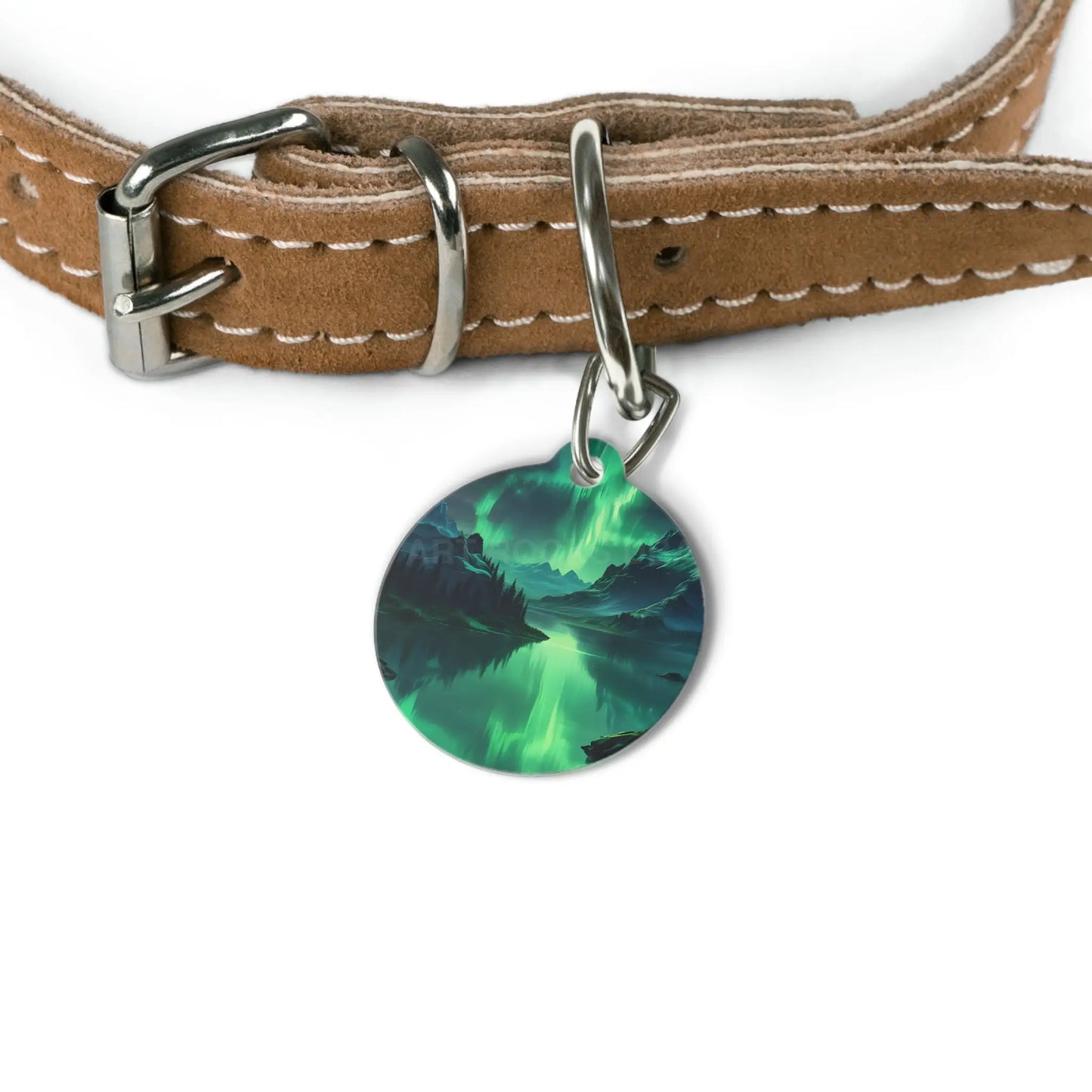 Aurora Lake Pet Tag — Northern Lights Scenic Dog/Cat ID Charm - 1’’ - Pets