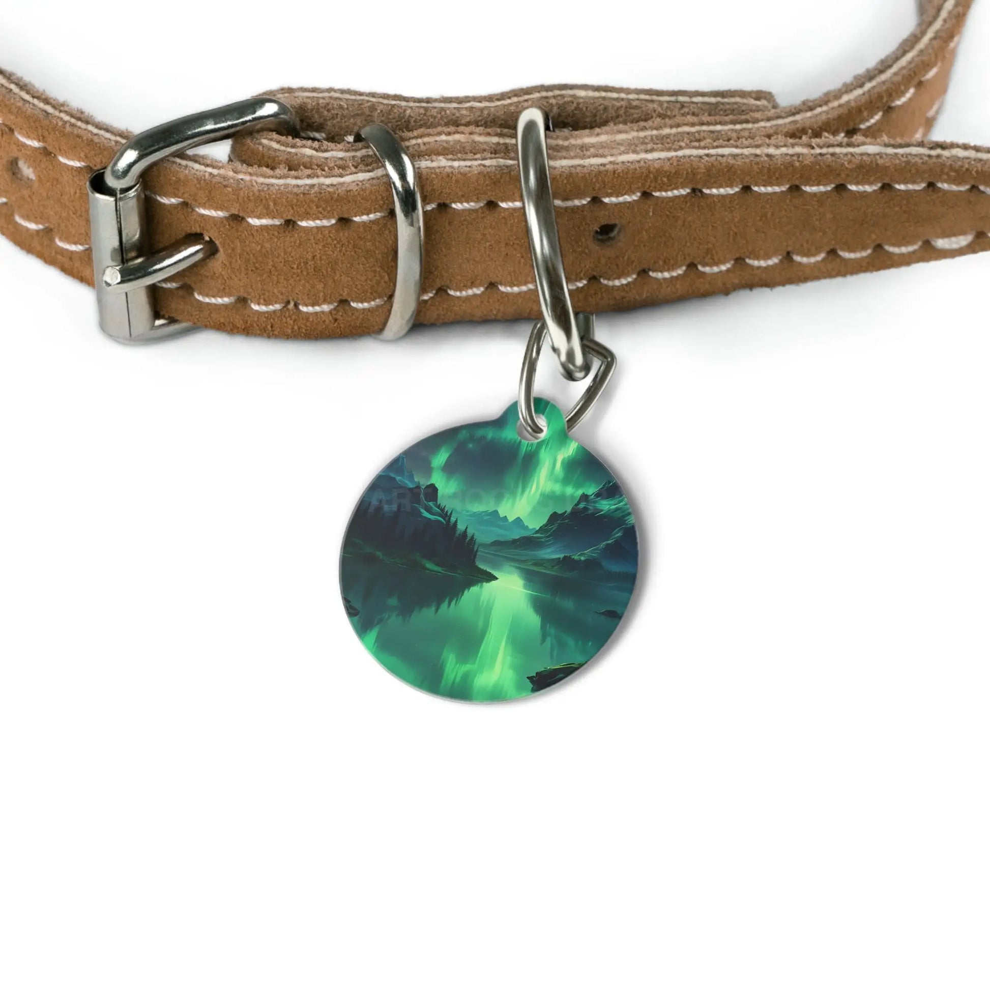 Aurora Lake Pet Tag — Northern Lights Scenic Dog/Cat ID Charm - 1’’ - Pets