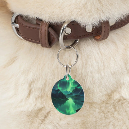 Aurora Lake Pet Tag — Northern Lights Scenic Dog/Cat ID Charm - 1’’ - Pets