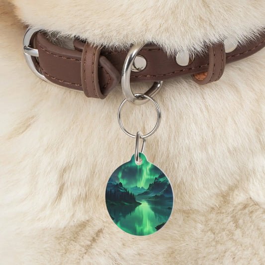 Aurora Lake Pet Tag — Northern Lights Scenic Dog/Cat ID Charm - 1’’ - Pets