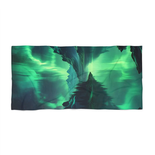 Aurora Waves Beach Towel — Northern Lights - 36’’ × 72’’ - Home Decor
