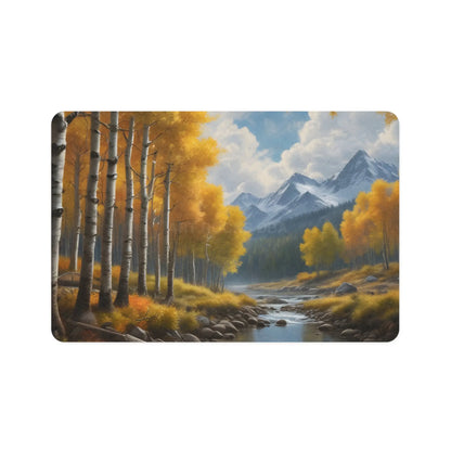 Autumn Aspen Mountain Pet Food Mat (12x18) — Scenic Dog & Cat Bowls Placemat - 12’’ × 18’’ / Rectangle - Pets