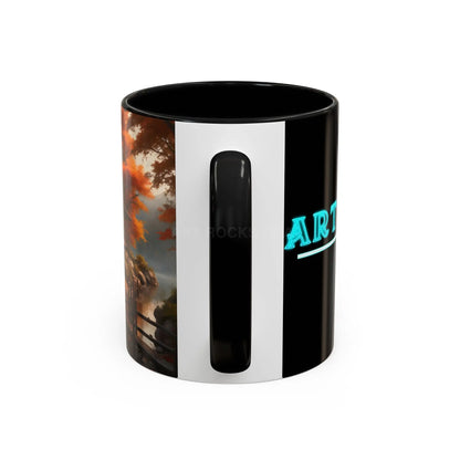 Autumn Cabin Accent Coffee Mug – Scenic Fall Lake House 11/15oz - Mug