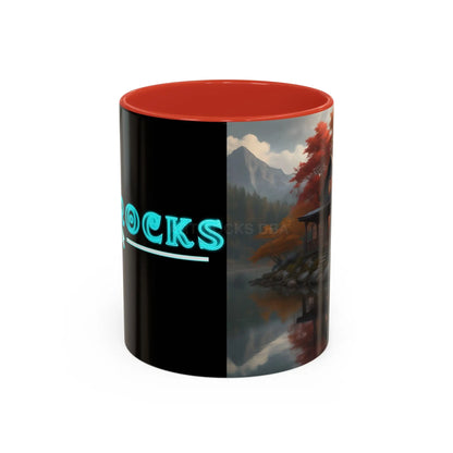 Autumn Cabin Accent Coffee Mug – Scenic Fall Lake House 11/15oz - Mug