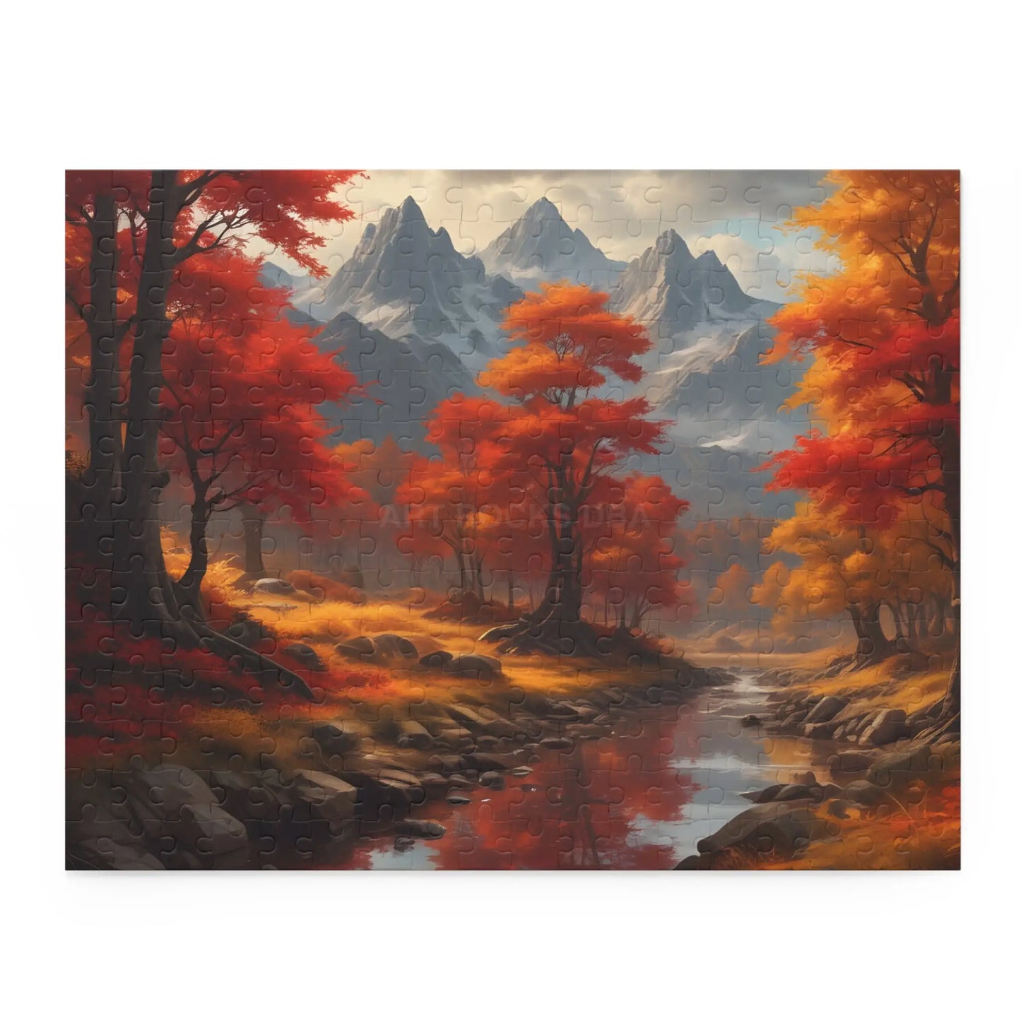 Autumn Cascade Mountain Jigsaw Puzzle — (120/252/500-Piece) - 14’’ × 11’’ (252 pcs) - Puzzle