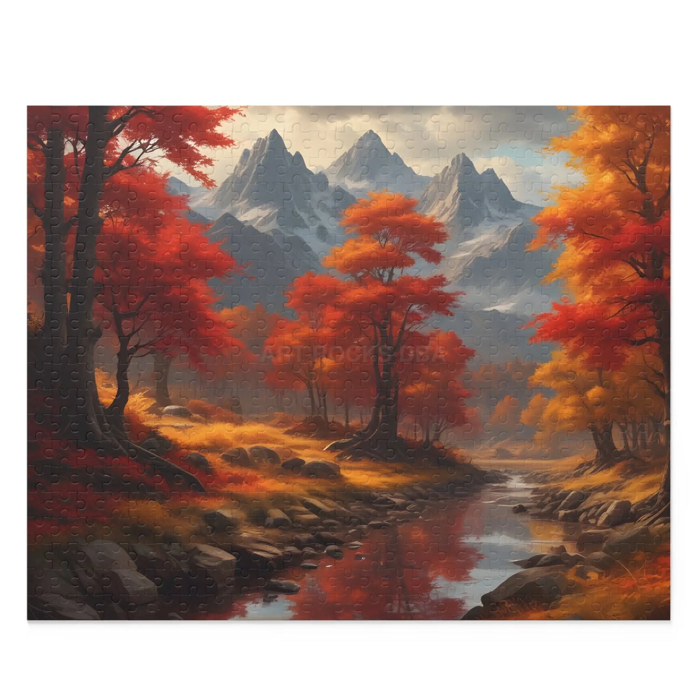 Autumn Cascade Mountain Jigsaw Puzzle — (120/252/500-Piece) - 20’’ × 16’’ (500 pcs) - Puzzle