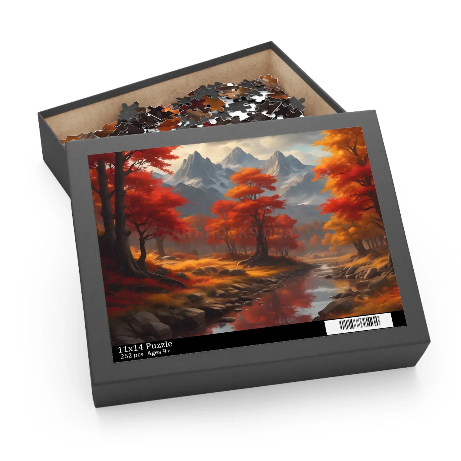 Autumn Cascade Mountain Jigsaw Puzzle — (120/252/500-Piece) - Puzzle