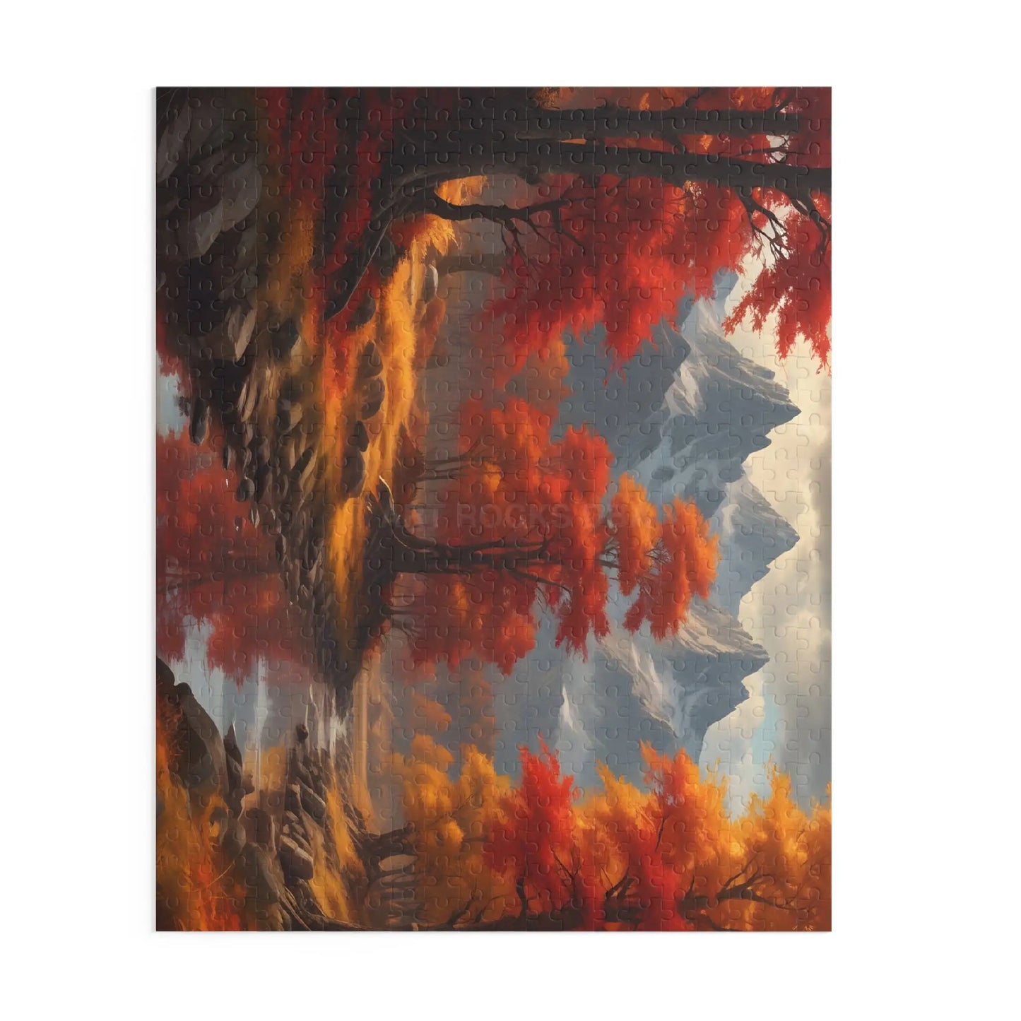 Autumn Cascade Mountain Jigsaw Puzzle — (120/252/500-Piece) - Puzzle