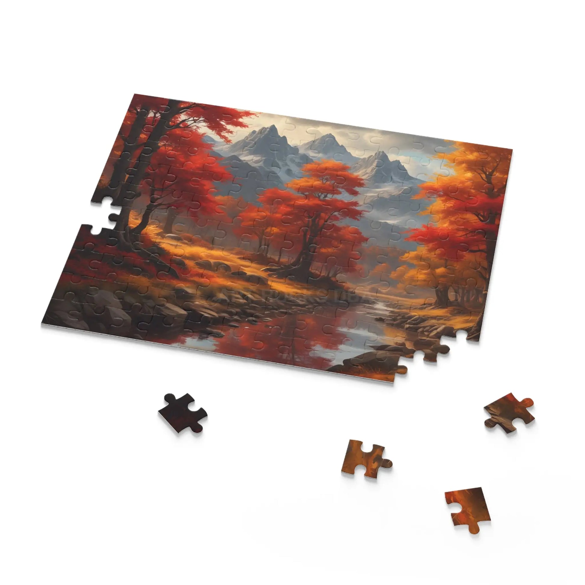 Autumn Cascade Mountain Jigsaw Puzzle — (120/252/500-Piece) - Puzzle