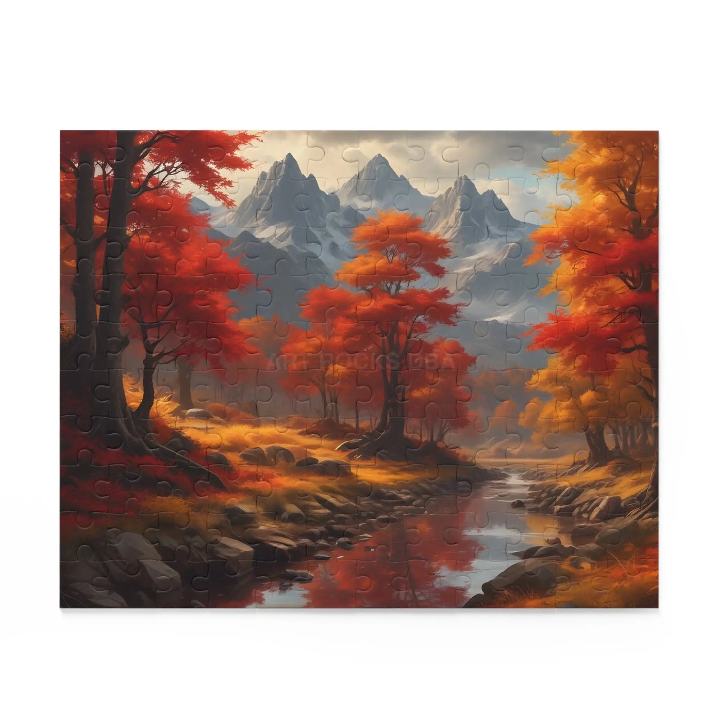 Autumn Cascade Mountain Jigsaw Puzzle — (120/252/500-Piece) - Puzzle