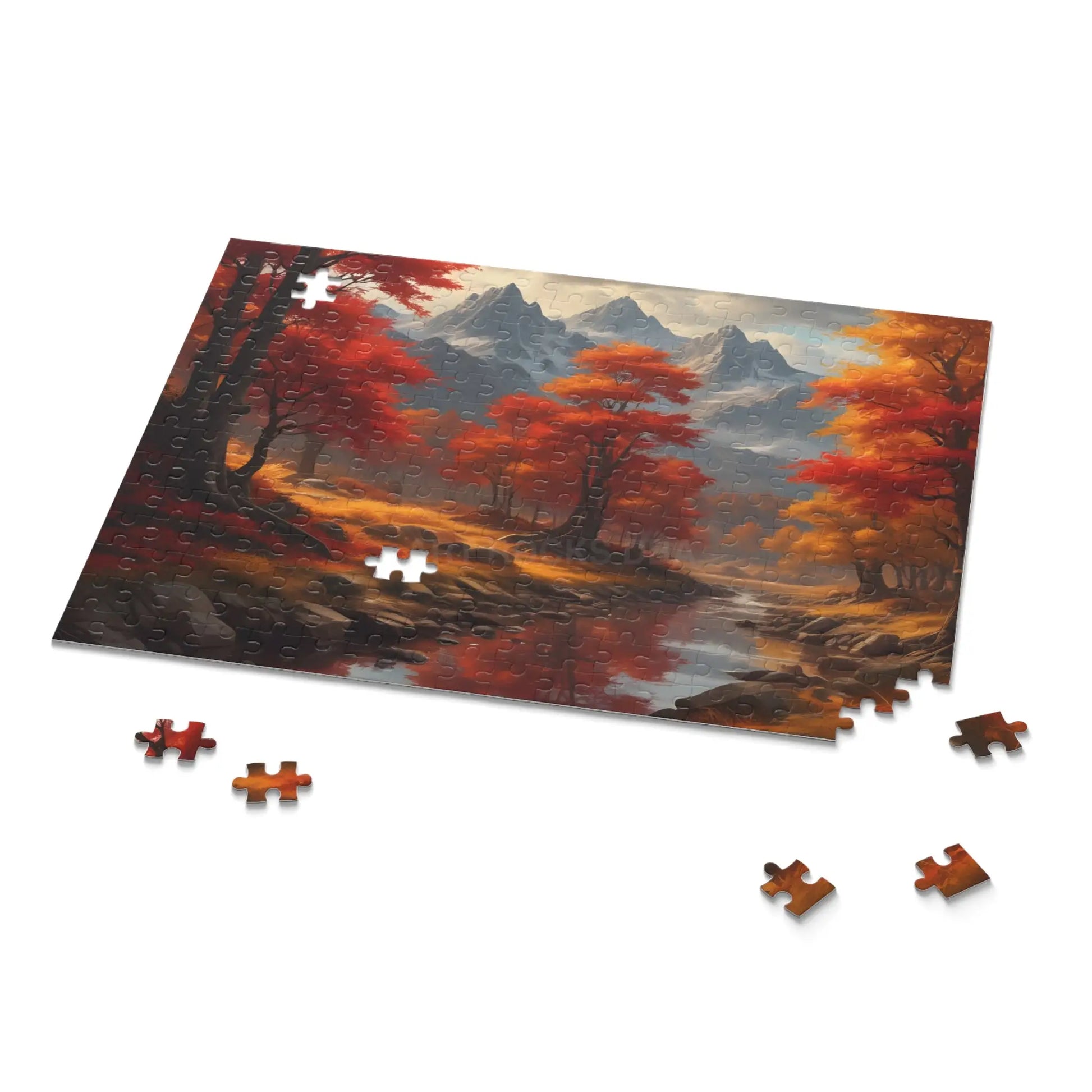 Autumn Cascade Mountain Jigsaw Puzzle — (120/252/500-Piece) - Puzzle