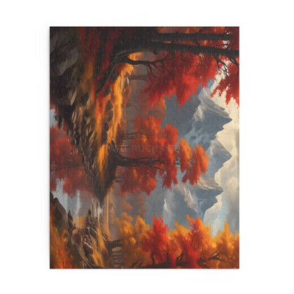 Autumn Cascade Mountain Jigsaw Puzzle — (120/252/500-Piece) - Puzzle