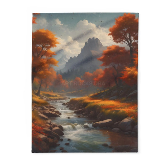 Autumn Creek Fleece Blanket - Cozy Landscape Design - 30’’ × 40’’ - Home Decor