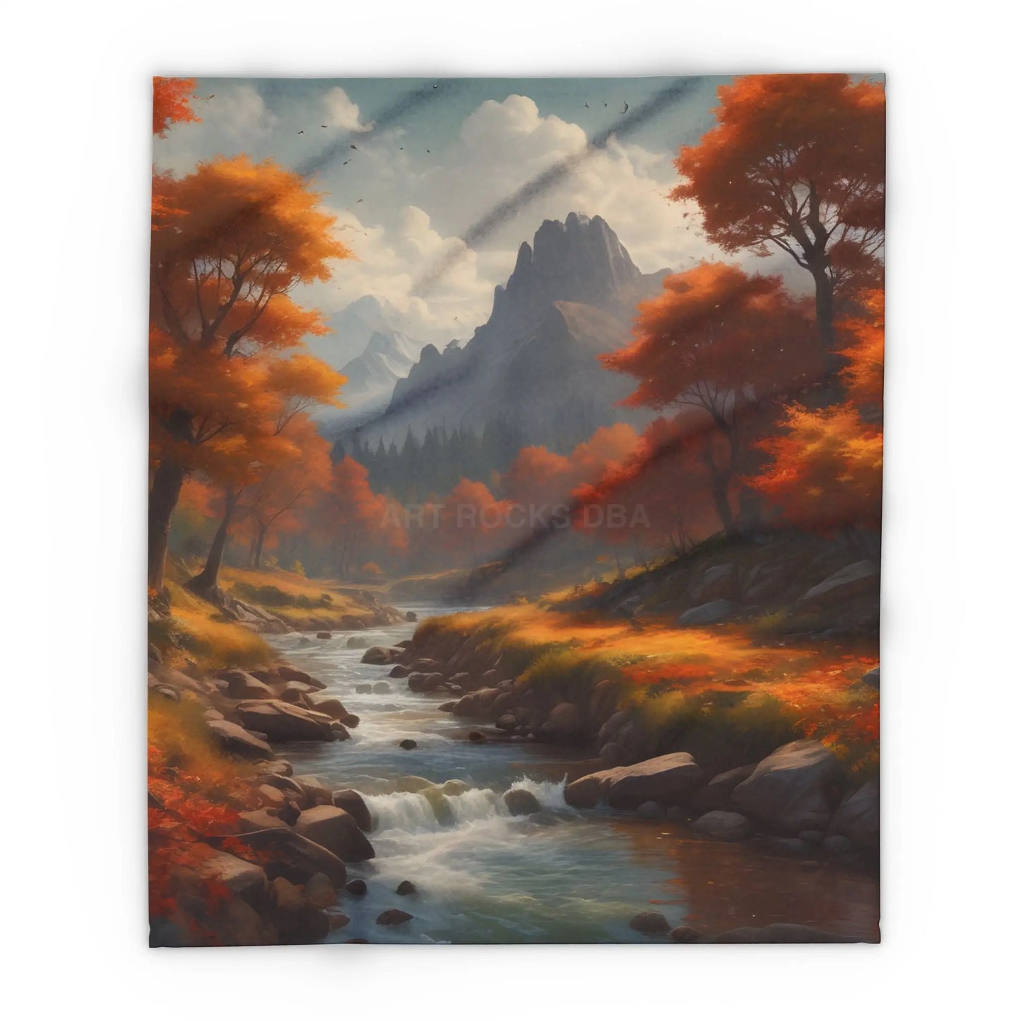 Autumn Creek Fleece Blanket - Cozy Landscape Design - 50’’ × 60’’ - Home Decor