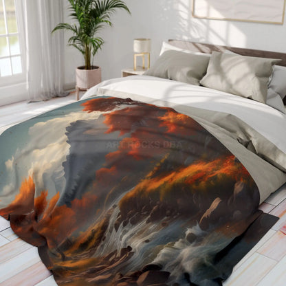 Autumn Creek Fleece Blanket - Cozy Landscape Design - Home Decor