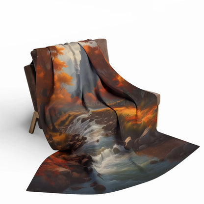 Autumn Creek Fleece Blanket - Cozy Landscape Design - Home Decor