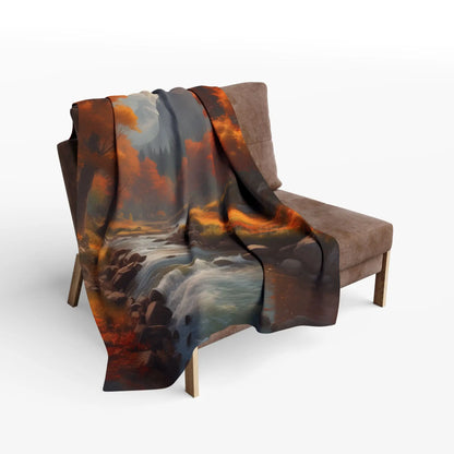 Autumn Creek Fleece Blanket - Cozy Landscape Design - Home Decor