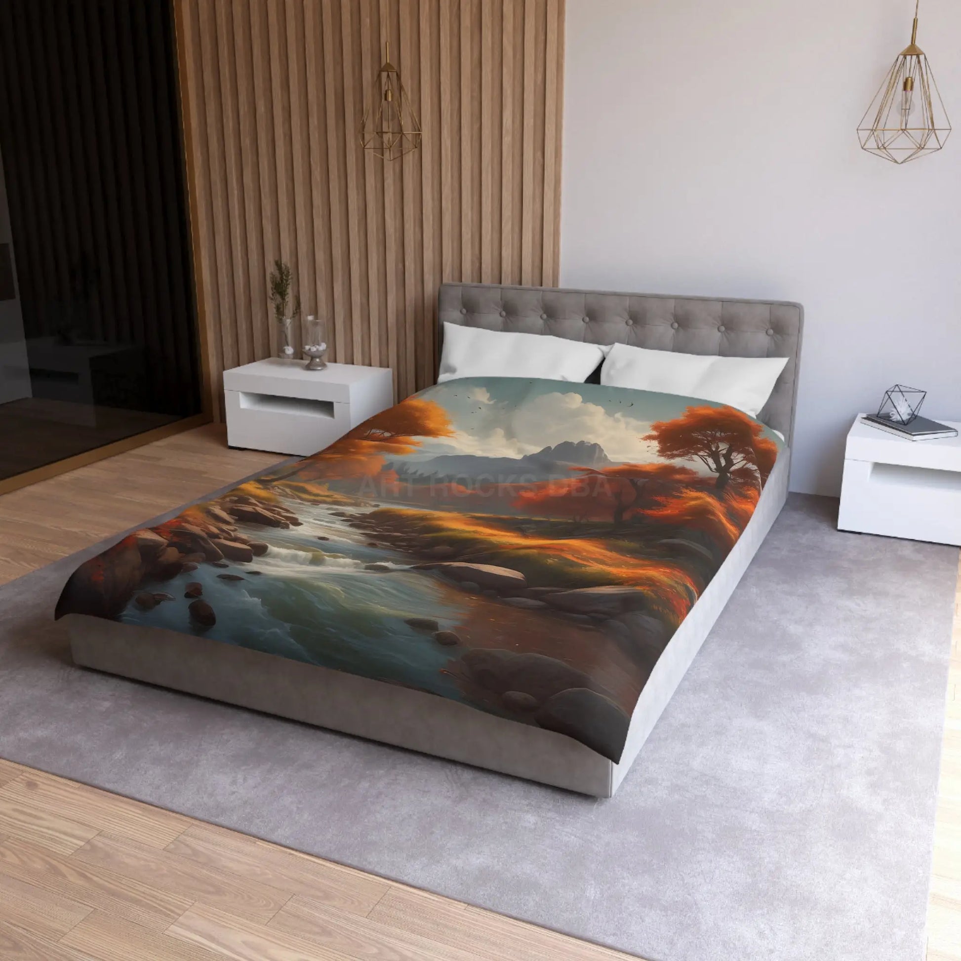 Autumn Creek Landscape Microfiber Duvet Cover - Cozy Fall Home Decor - Home Decor