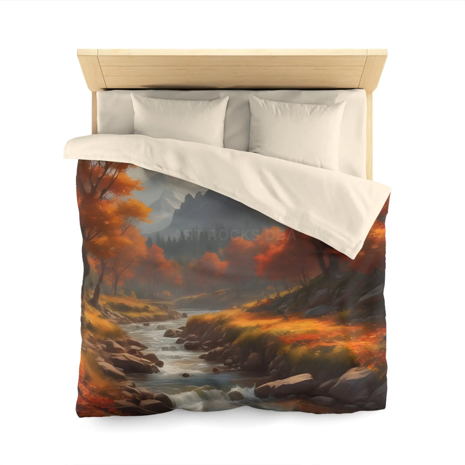 Autumn Creek Landscape Microfiber Duvet Cover - Cozy Fall Home Decor - Home Decor