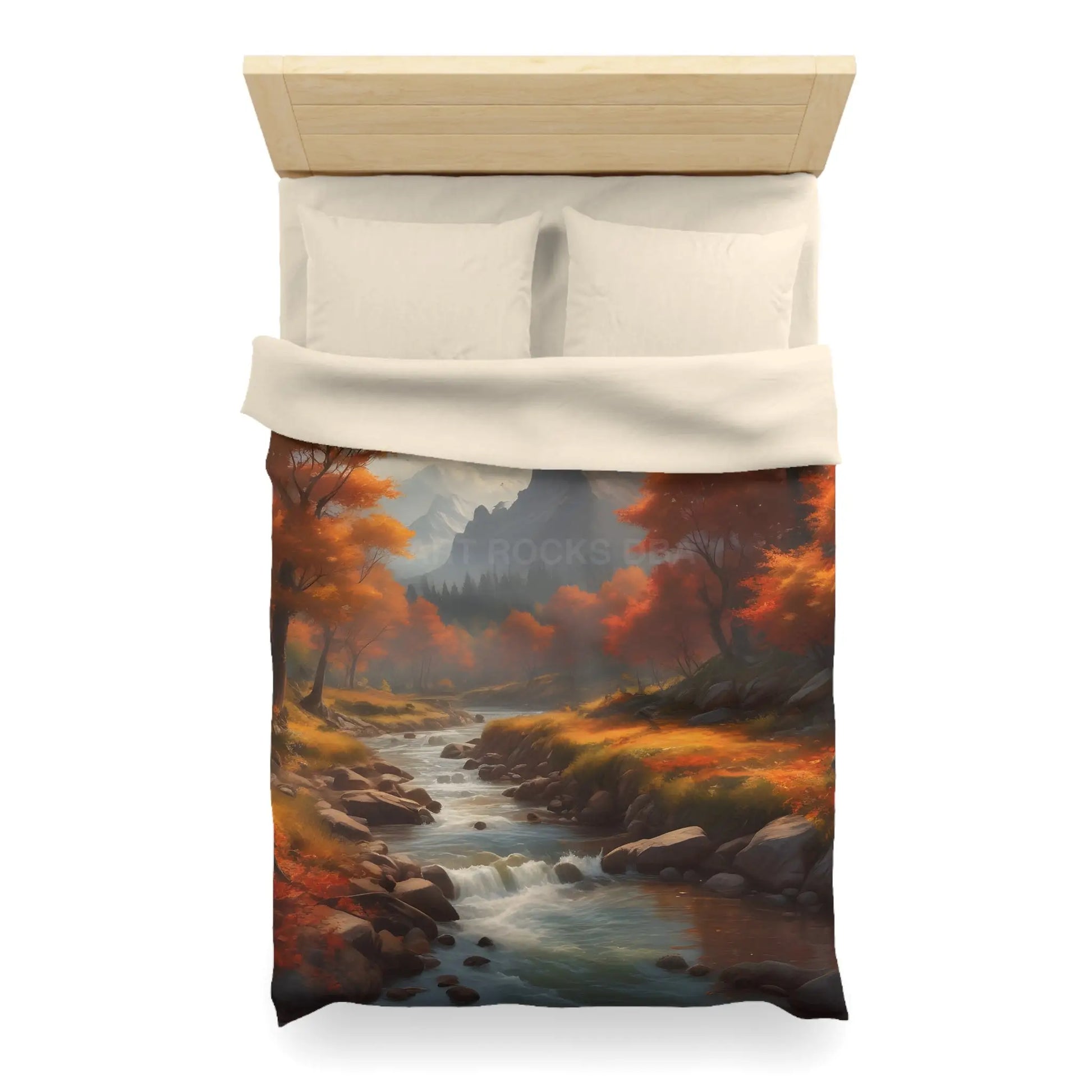 Autumn Creek Landscape Microfiber Duvet Cover - Cozy Fall Home Decor - Home Decor