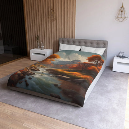 Autumn Creek Landscape Microfiber Duvet Cover - Cozy Fall Home Decor - Home Decor