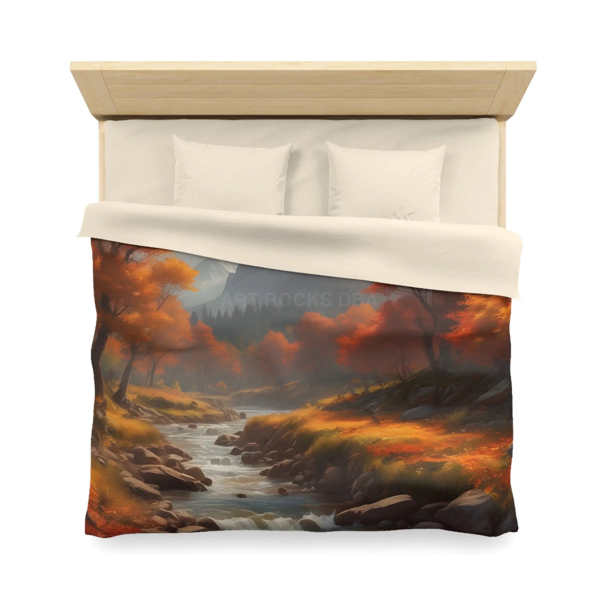 Autumn Creek Landscape Microfiber Duvet Cover - Cozy Fall Home Decor - Home Decor