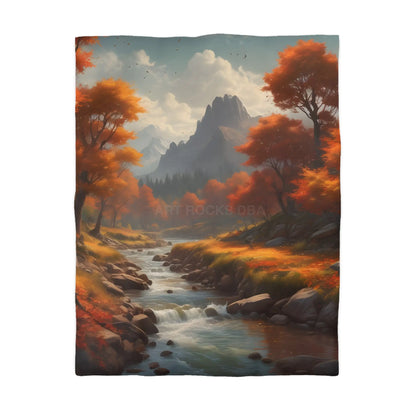 Autumn Creek Landscape Microfiber Duvet Cover - Cozy Fall Home Decor - Twin / White - Home Decor