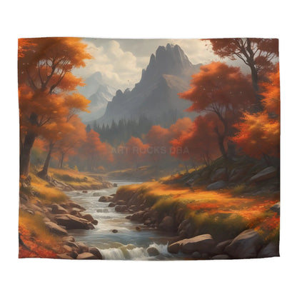 Autumn Creek Landscape Microfiber Duvet Cover - Cozy Fall Home Decor - King / White - Home Decor