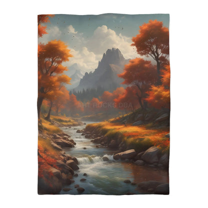 Autumn Creek Landscape Microfiber Duvet Cover - Cozy Fall Home Decor - Twin XL / White - Home Decor